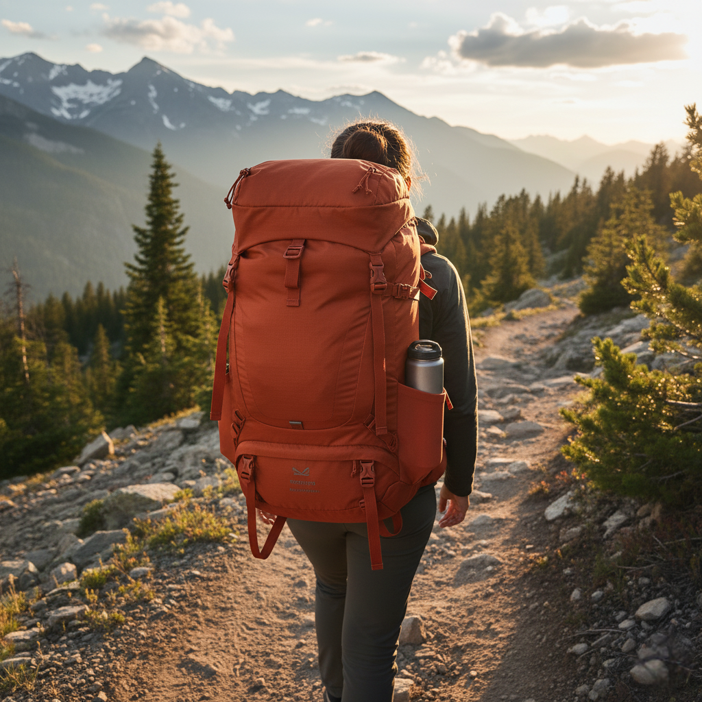 50L Hiking Backpack – Expandable Roll-Top, Ripstop Nylon, and Ventilated Back Support for Trekking