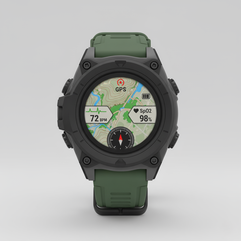 Outdoor Smartwatch with GPS – Titanium Case, Water Resistant, Multi-Sensor Tracking