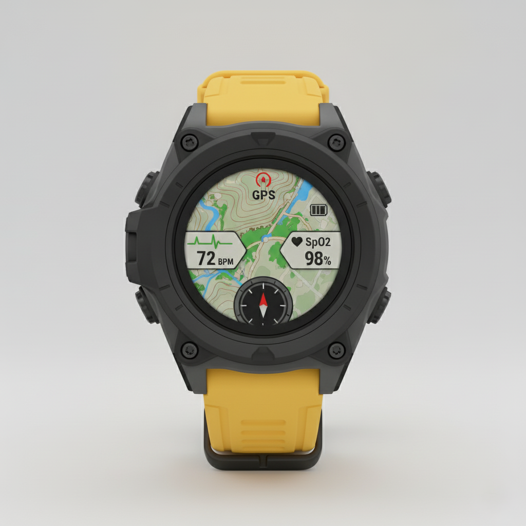 Outdoor Smartwatch with GPS – Titanium Case, Water Resistant, Multi-Sensor Tracking