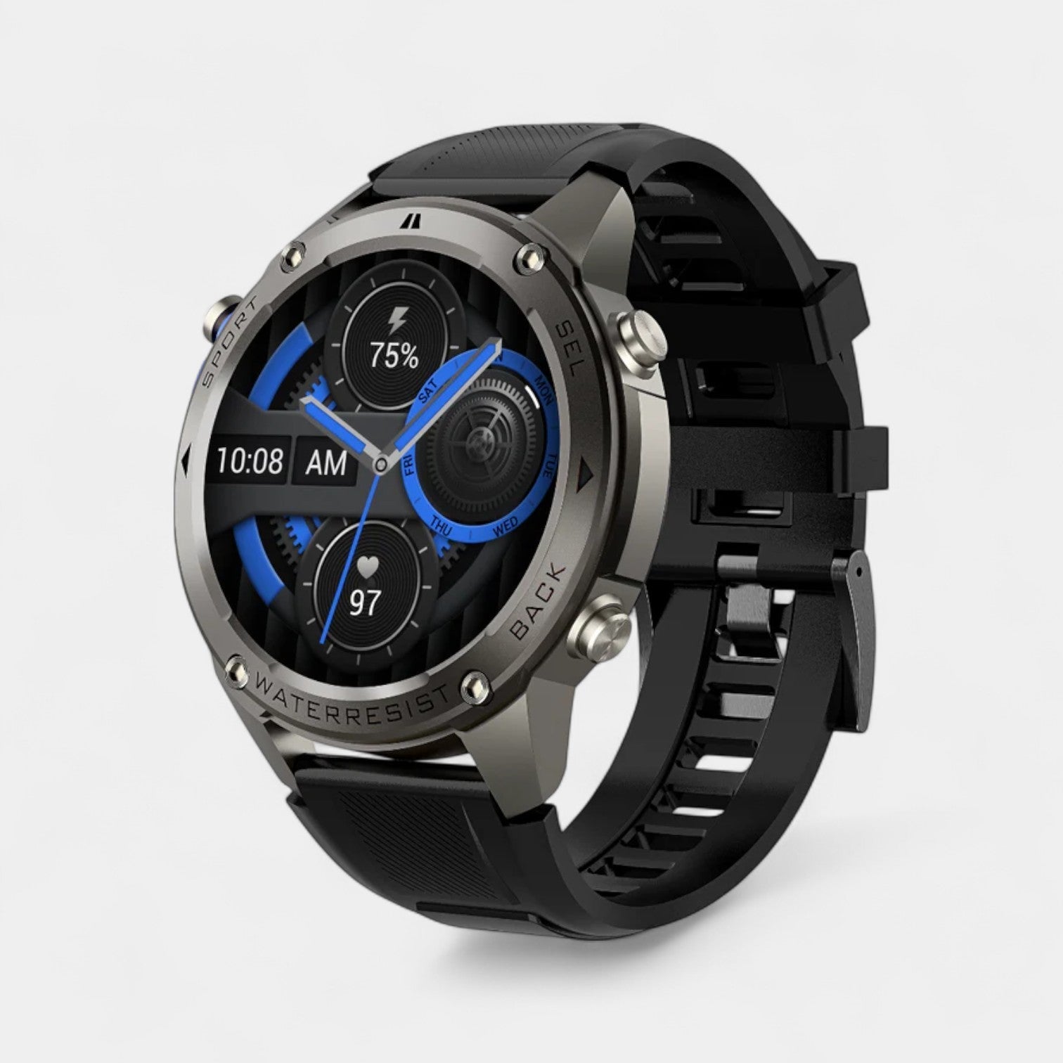 Rugged Outdoor Smartwatch with GPS, Compass, and Health Tracking for Hiking and Adventure