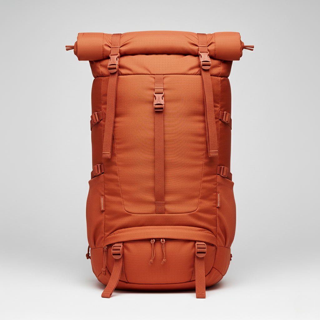 50L Hiking Backpack – Expandable Roll-Top, Ripstop Nylon, and Ventilated Back Support for Trekking