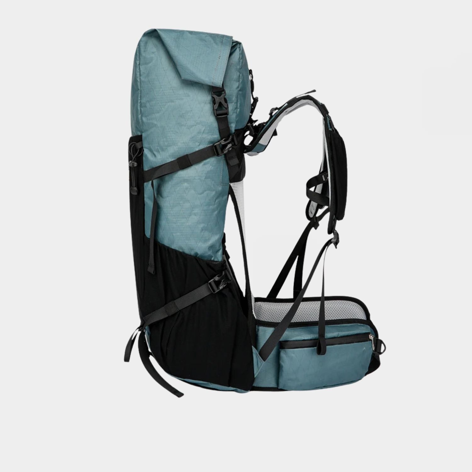 50L Lightweight Hiking Backpack with Expandable Roll-Top and Breathable Back Support for Trekking