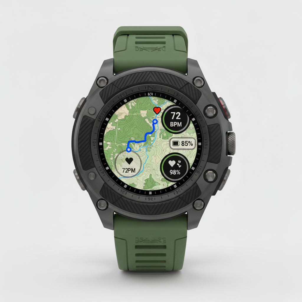 Outdoor Smartwatch with GPS – Titanium Alloy Case, Water Resistant, Multi-Sensor Design