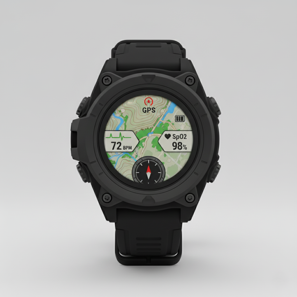 Outdoor Smartwatch with GPS – Titanium Case, Water Resistant, Multi-Sensor Tracking