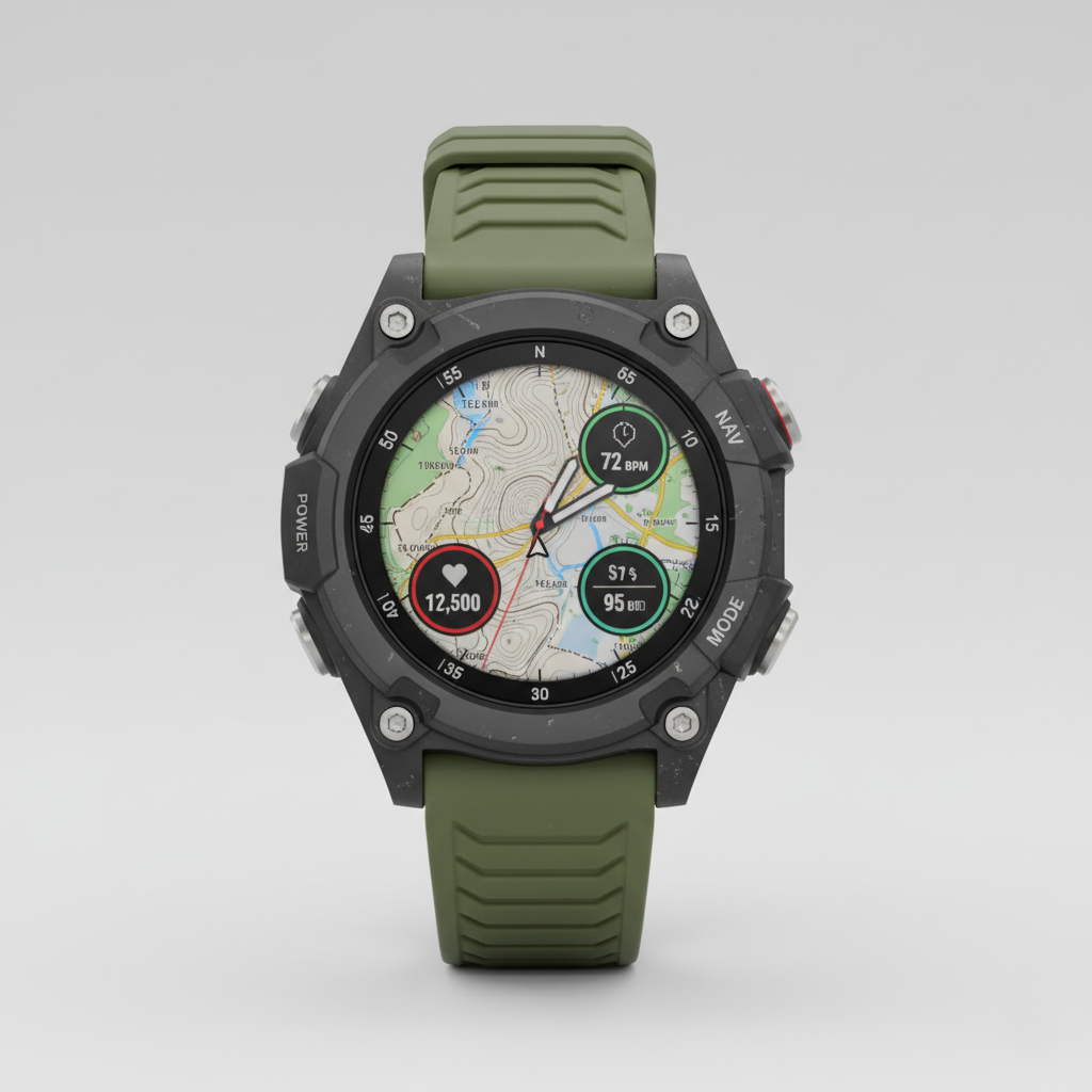 Outdoor Smartwatch with GPS and Compass – Water Resistant, Multi-Sensor Tracking for Hiking